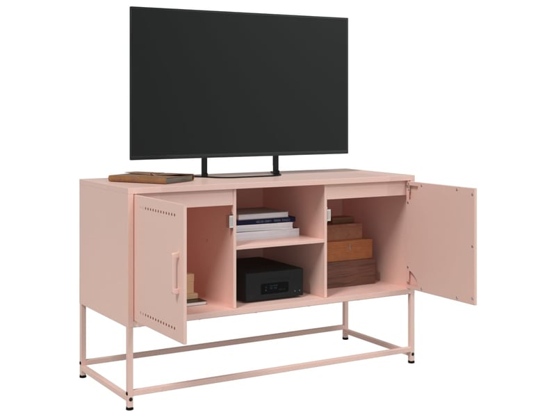  Meuble tv - banc tv - meuble de rangement rose 100,5x39x60,5 cm acier  - Conforama E