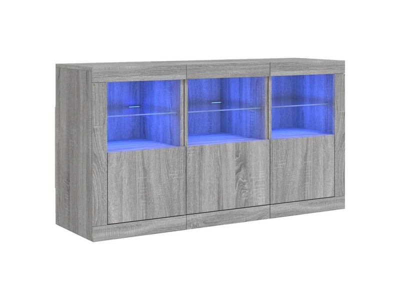  Buffet salon, buffet de rangement avec lumières led sonoma gris 123x37x67 cm shl97092  - Conforama A