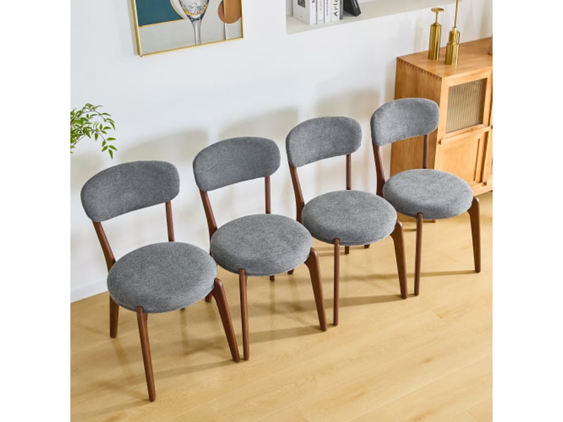  Lot de 4 chaises de salle à manger en lin avec structure en métal gris  - Conforama D