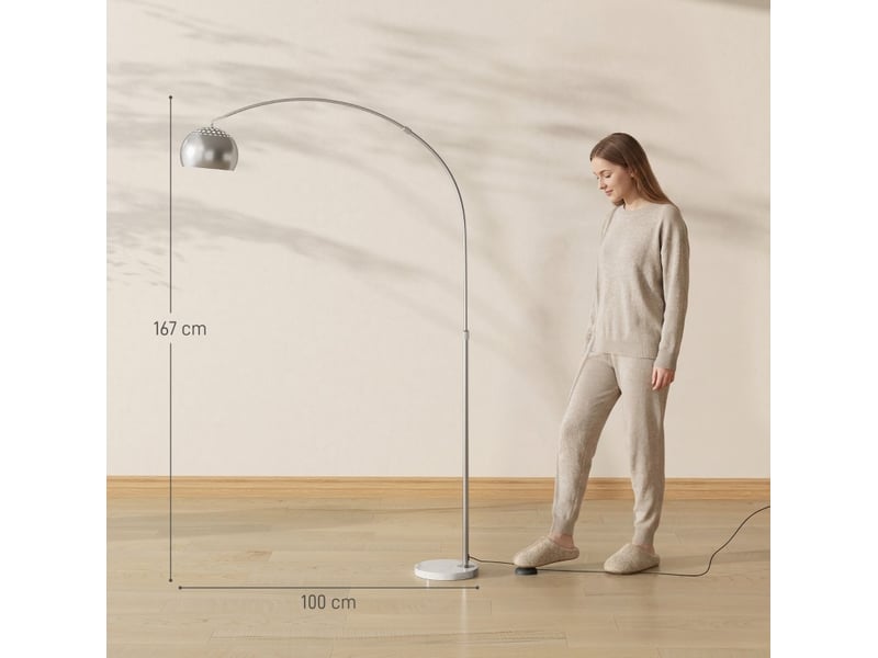 Lampadaire arc 26x100x167 cm métal argenté  - Conforama C