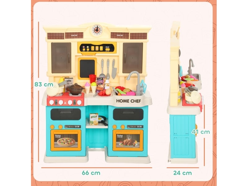Cuisine jouet enfant 66 x 24 x 83 cm – multicolore – robinet électrique, sons, lumières, 85 accessoires - Conforama B