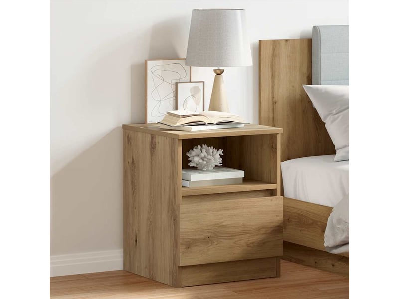  Table de chevet - cabinet de chevet - table de nuit chêne artisanal 40x40x50 cm bois d’ingénierie  - Conforama B