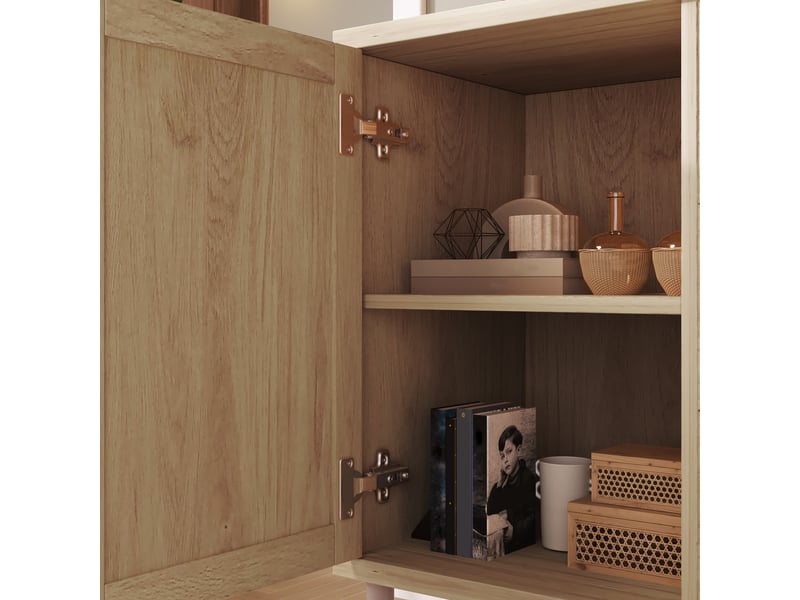  Buffet chêne 120 × 40 × 75 cm, 3 tiroirs, 2 portes et pieds métal IKSETERA TRADING LTD - Conforama R