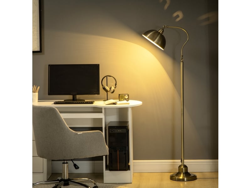  Lampadaire arc 42x25,5x152 cm bronze en métal, abat-jour réglable, douille e27 et interrupteur au pied  - Conforama B