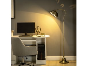 Lampadaire arc 42x25,5x152 cm bronze en métal, abat-jour réglable, douille e27 et interrupteur au pied