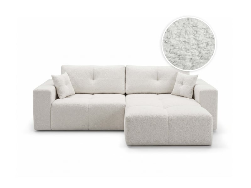  Celine - canapé d'angle convertible et réversible 4 places en bouclette  - Conforama A