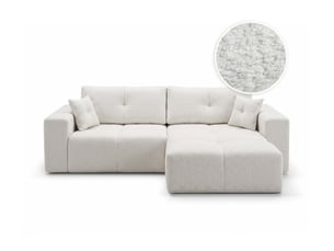 Canapé d'angle réversible convertible LOUNGITUDE CELINE 4 places Tissu bouclette Blanc