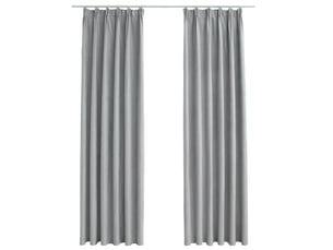 Lot de 2 rideaux occultants, rideaux black-out avec crochets gris 140x245 cm cf44879