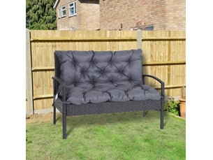 Coussin de banc de jardin avec dossier 100 x 98 x 8 cm – gris foncé – 6 liens de fixation sécurisés