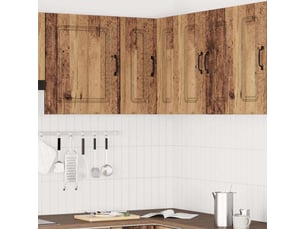 Meuble de rangement, armoire murale d'angle de cuisine kalmar vieux bois