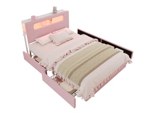 Lit avec rangement 140x200 cm <strong>HAUSS SPOLE</strong>  <strong></strong> coloris rose