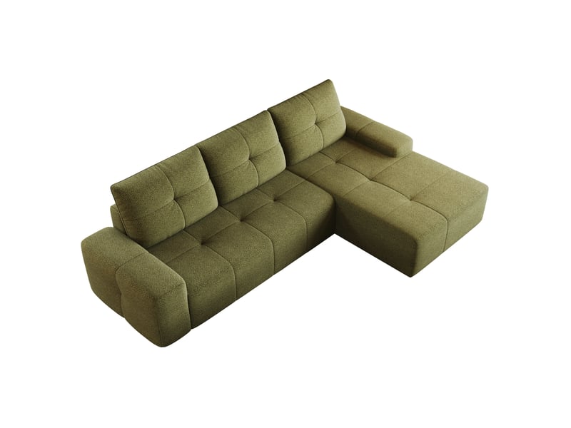 Canapé d’angle 3 places en tissu vert olive, 262x172x82 cm - Conforama A