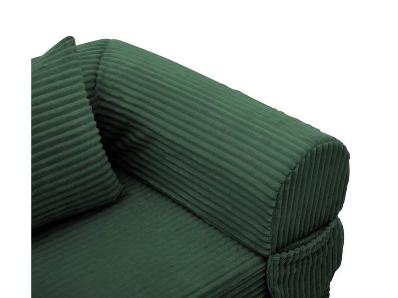  Fauteuil convertible 2 en 1 sans outil, velours côtelé vert  - Conforama D