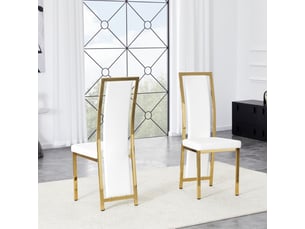 Lot de 2 chaises de salle à manger à dossier haut blanc et doré evryae