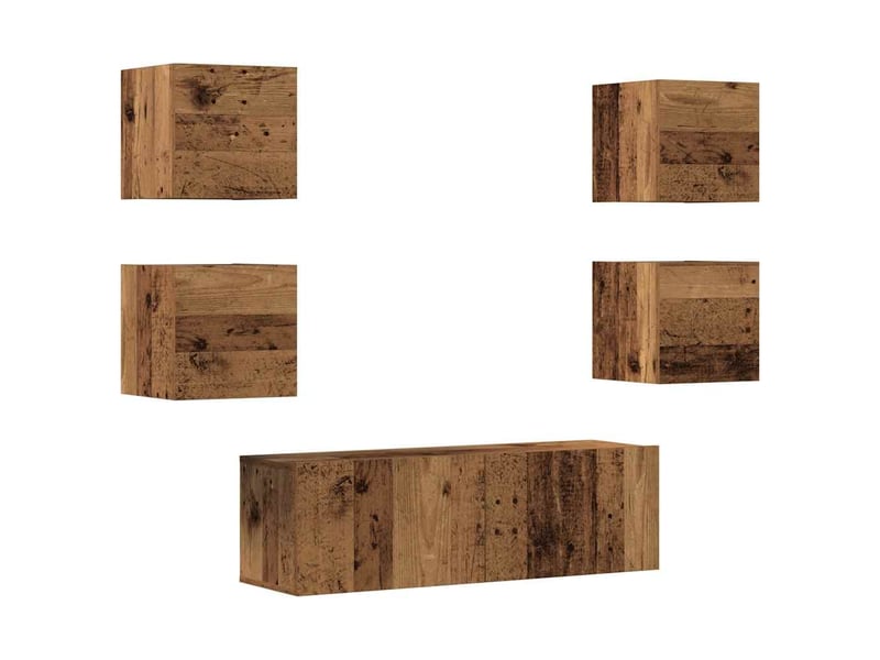  Ensemble de meuble tv - banc tv - meuble de rangement mural 5 pcs vieux bois bois d'ingénierie  - Conforama A