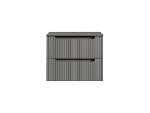 Meuble sous vasque 60 cm plateau effet marbre meuble sous lavabo gris foncé en pierre frittée couleur travertin design minimaliste moderne et construction robuste