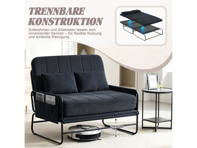 Canapé convertible, canapé-lit, 2 places, en chenille, design moderne, pour salon, adapté à l'espace de vie, bureau - Conforama A