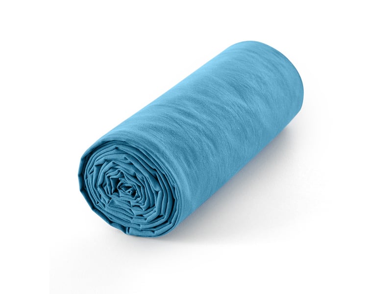  Drap housse 140 x 190 cm cyan 100% coton 57 filscm² bonnet 30 cm CP-DH140X190-CYAN - Conforama E