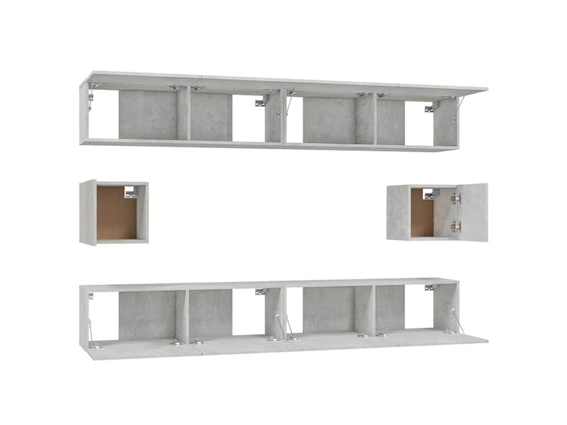  Ensemble de meubles tv - banc tv - meuble de rangement 6 pcs gris béton bois d'ingénierie  - Conforama E