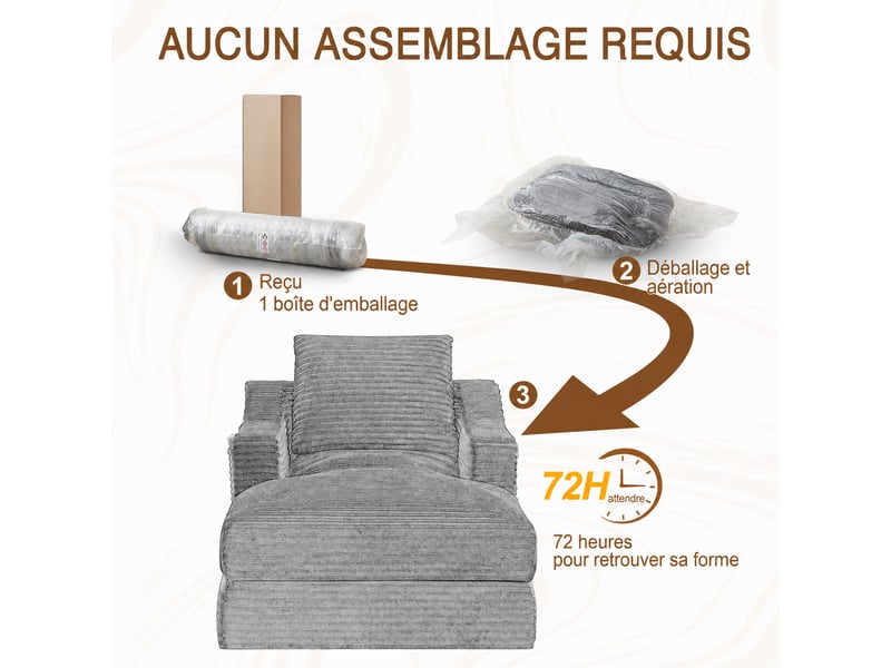  Fauteuil convertible en velours côtelé avec assise extensible en lit, mousse haute densité, vert  - Conforama E