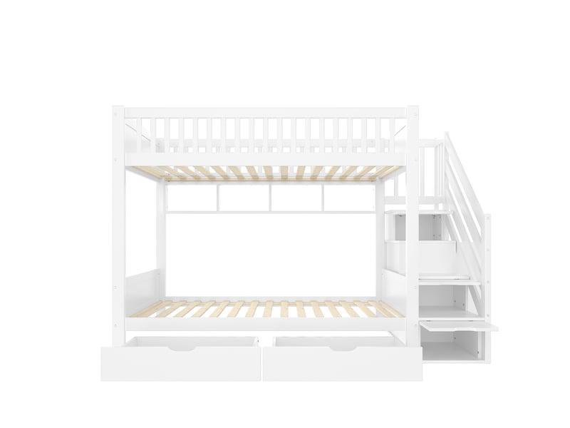  Lit superposé blanc 90 × 200 cm, tiroir, étagères, armoire et espaces de rangement  - Conforama A