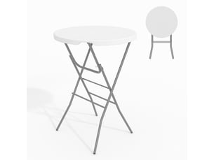 Table de bar pliante extérieure, table mange‑debout, table pour terrasse événement buffet, 110 cm, blanc