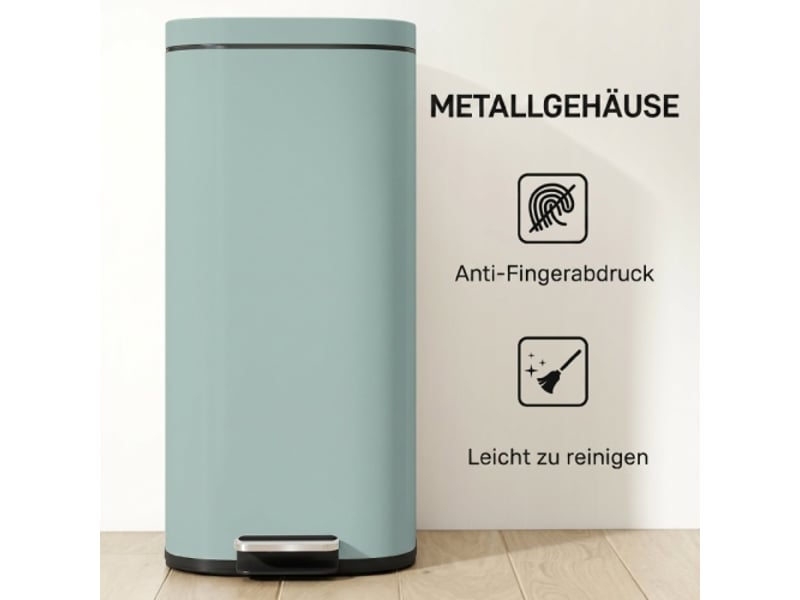 Poubelle de cuisine 30 l à pédale, couvercle soft-close, fonction maintien ouvert - Conforama B
