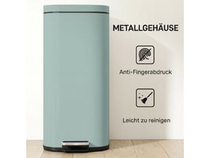 Poubelle de cuisine 30 l à pédale, couvercle soft-close, fonction maintien ouvert
