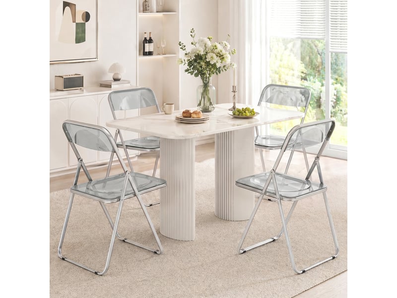  Set de 4 chaises pliantes en acrylique transparent gris  - Conforama B