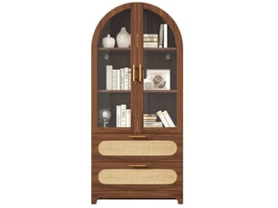 Vitrine coloris bois foncé 3 étagère(s) <strong>MAISENTIEL</strong> <strong></strong> - 80 cmx175 cm
