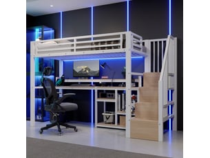 Lit mezzanine 90x200 cm <strong>COVREO </strong> <strong></strong> coloris blanc