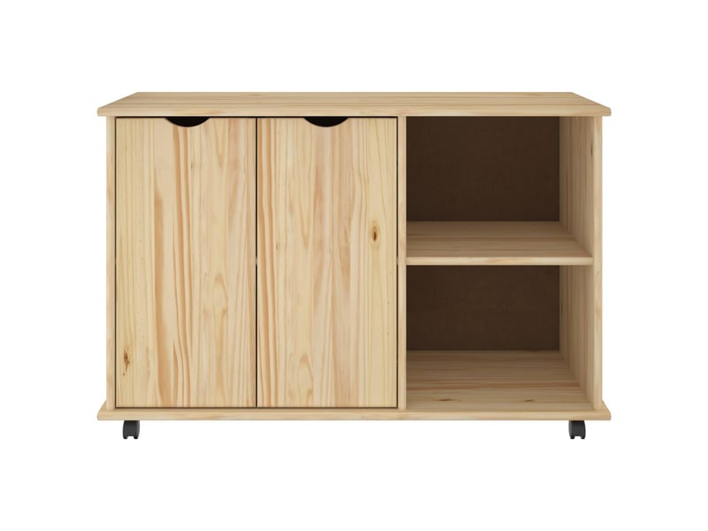 Caisson roulant de bureau marron 100 x 39 x 65,5 cm bois de pin massif - Conforama D