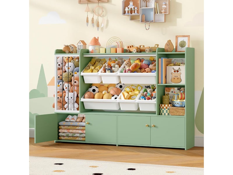  Meuble rangement enfant, bibliothèque enfant, 137,3x28x94cm,vert  - Conforama B