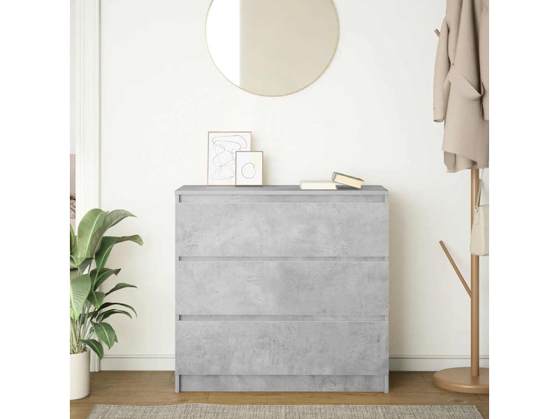  Buffet - bahut - meuble de rangement gris béton 80x35x76 cm bois d'ingénierie  - Conforama C