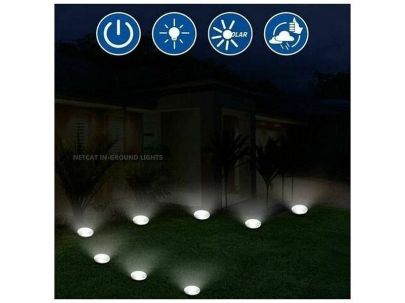  Ensemble de 6 spots led solaires encastrés ronds de 85 mm – acier inoxydable – résistants aux intempéries – éclairage extérieur, gris HRC0000689LY - Conforama C
