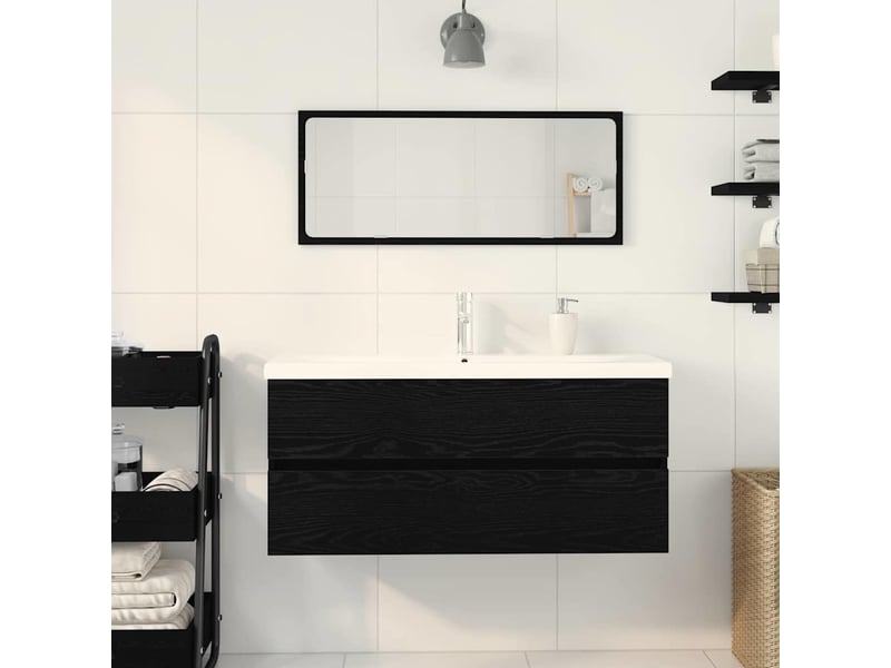 Meuble de lavabo de salle de bain, armoire de bain chêne noir 100 x 39 x 62 cm cf65517 - Conforama D