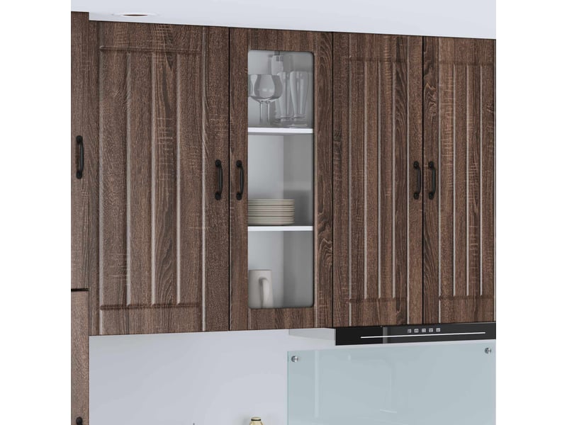 Meuble mural de cuisine, cabinet en verre mural chêne brun 40x31x100cm shl1696 - Conforama B