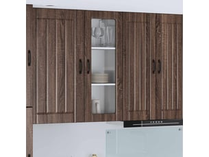 Meuble mural de cuisine, cabinet en verre mural chêne brun 40x31x100cm shl1696