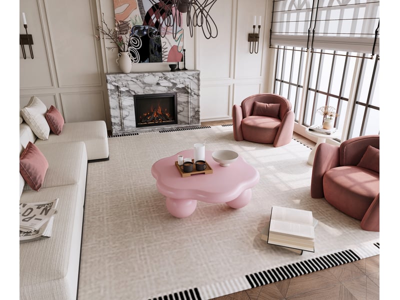 Table basse en forme de nuage à pieds sphériques rose 79 × 79 × 31 cm IKSETERA TRADING LTD - Conforama W