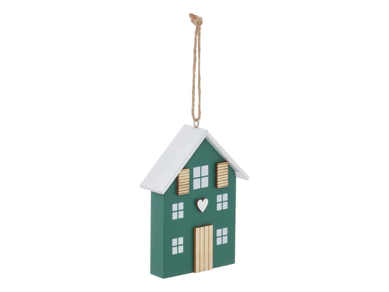  Suspension de sapin maison en bois rouge et vert 10 cm  - Conforama B