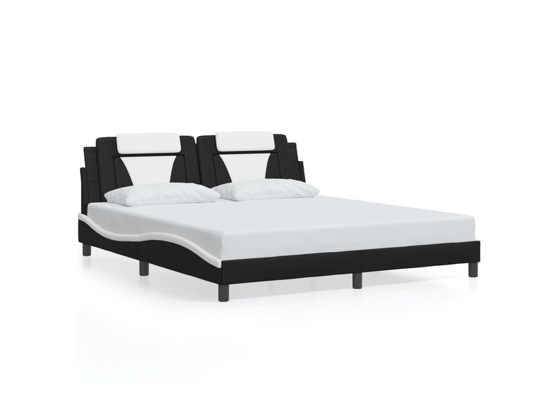 Lit double- lit adulte - cadre de lit viana avec led sans matelas noir et blanc 180x200 cm - Conforama D