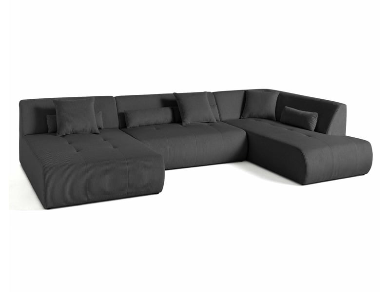  Onyx - canapé panoramique modulable d'angle droit 7 places - en velours côtelé - lisa design - gris foncé ONYX - Conforama E