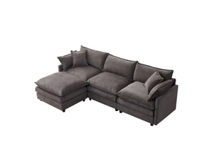 Canapé d'angle réversible fixe <strong>KORFEE</strong> <strong></strong> 3 places Tissu Gris