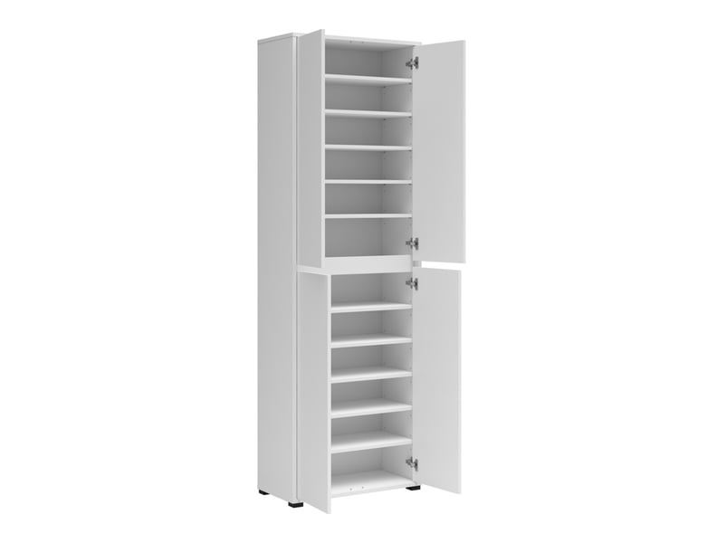  Armoire meuble à chaussures 4 portes coloris blanc - longueur 70 x profondeur 34 x hauteur 210 cm  - Conforama C