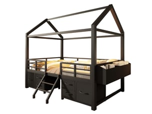 Lit mezzanine 90x200 cm <strong></strong>  <strong>Seren Glow</strong> coloris noir