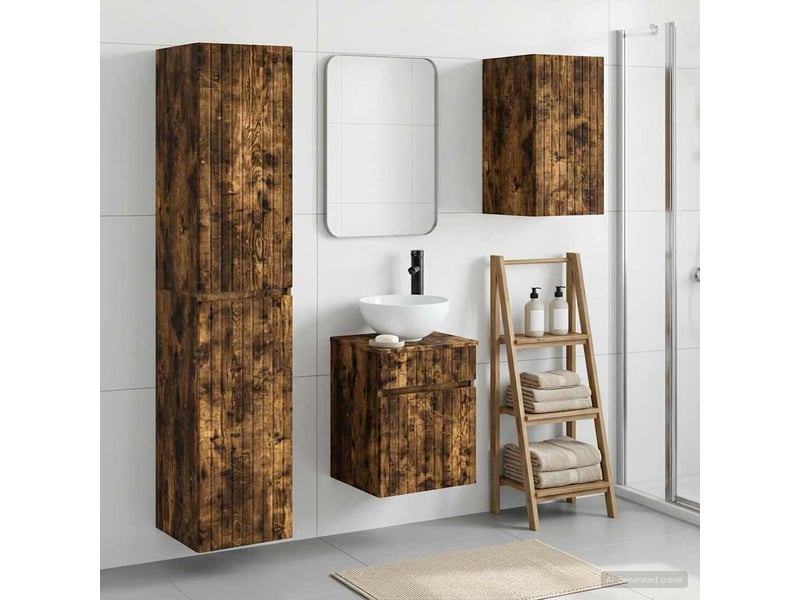 Ensemble de mobilier de salle de bain 3 pc chêne fumé cf64315 - Conforama B