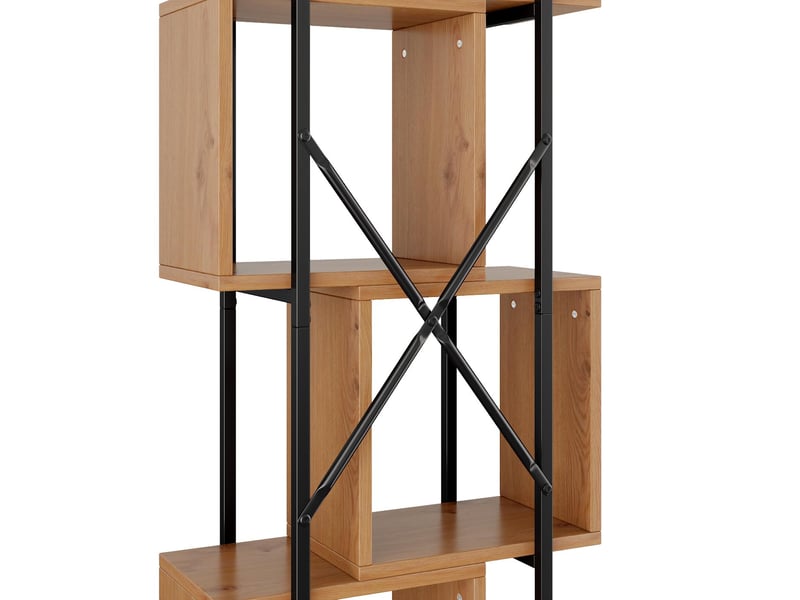  Étagère bibliothèque 4 compartiments en mdf et métal marron et noir 59x30x180 cm N880P427187O - Conforama D