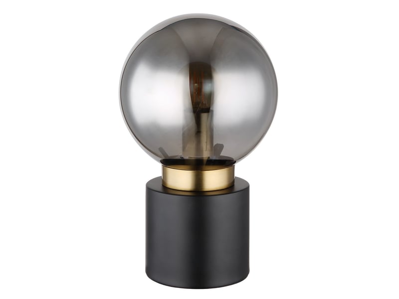  Globo marka lampe de table globe, abat-jour en verre fumé noir mat doré, 1 culot e14  - Conforama B