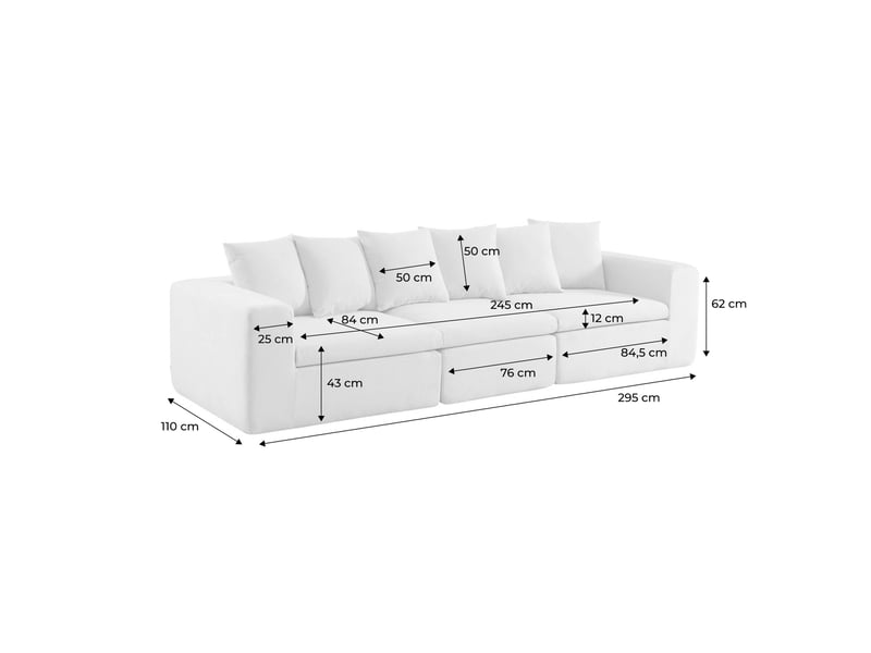  Canapé modulable tissu chenille 4 places beige foncé - movi  - Conforama D