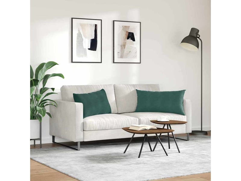  Lot de 2 coussins de canapé, coussins décoratifs vert foncé 80 x 40 cm cf59195  - Conforama D